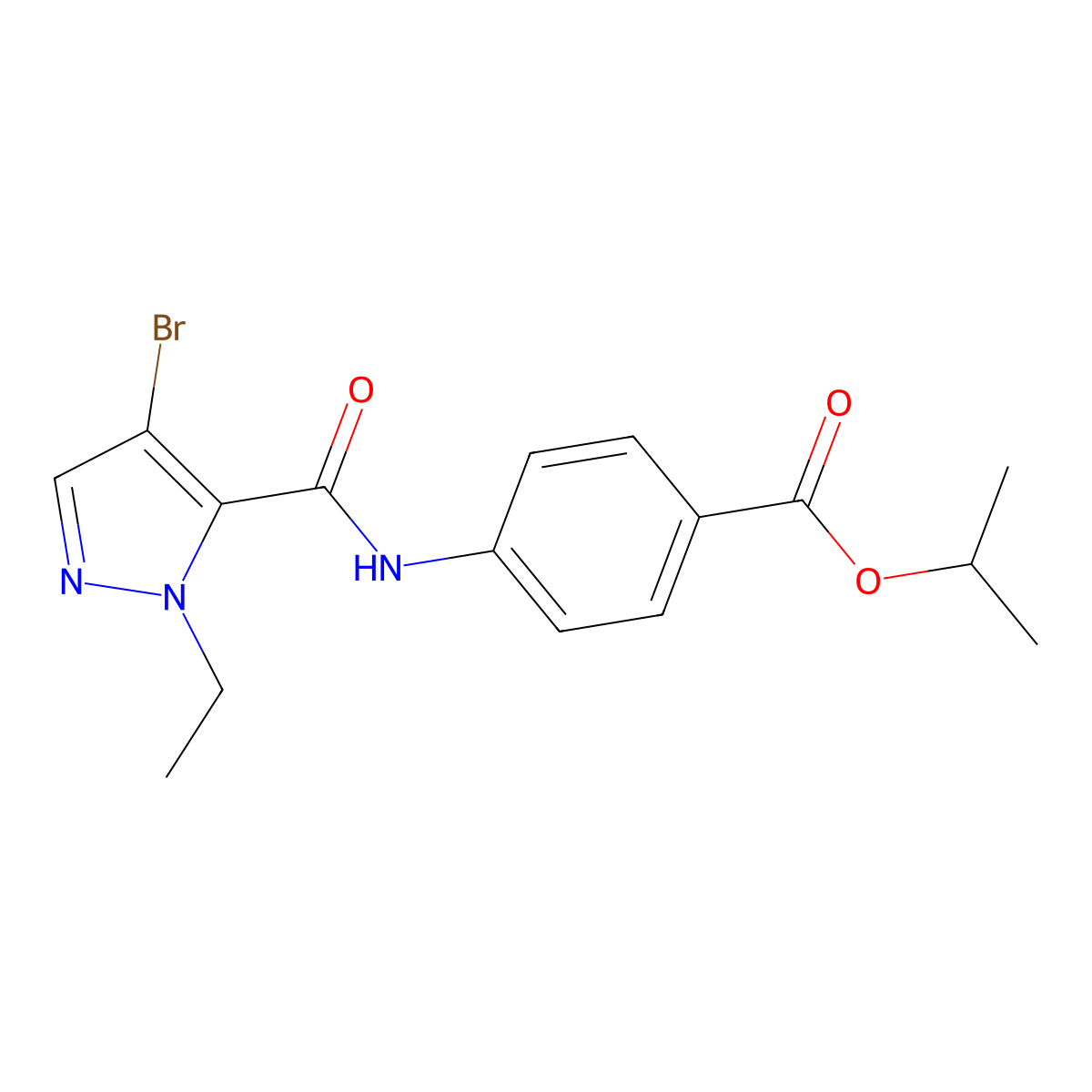 isopropyl 4-{[(4-bromo-1-ethyl-1H-pyrazol-5-yl)carbonyl]amino}benzoate molecular structure, CAS 492426-45-6
