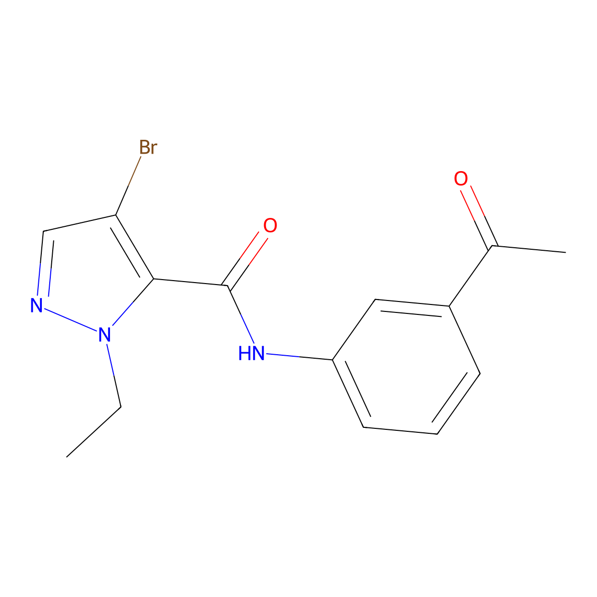 N-(3-acetylphenyl)-4-bromo-1-ethyl-1H-pyrazole-5-carboxamide molecular structure, CAS 492426-49-0