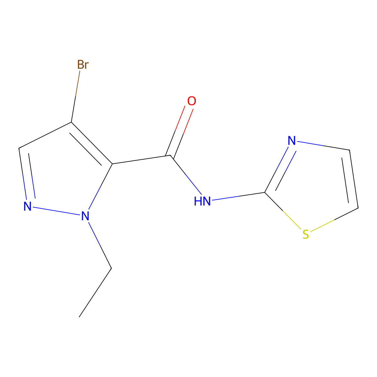 4-bromo-2-ethyl-N-(1,3-thiazol-2-yl)pyrazole-3-carboxamide molecular structure, CAS 492426-56-9
