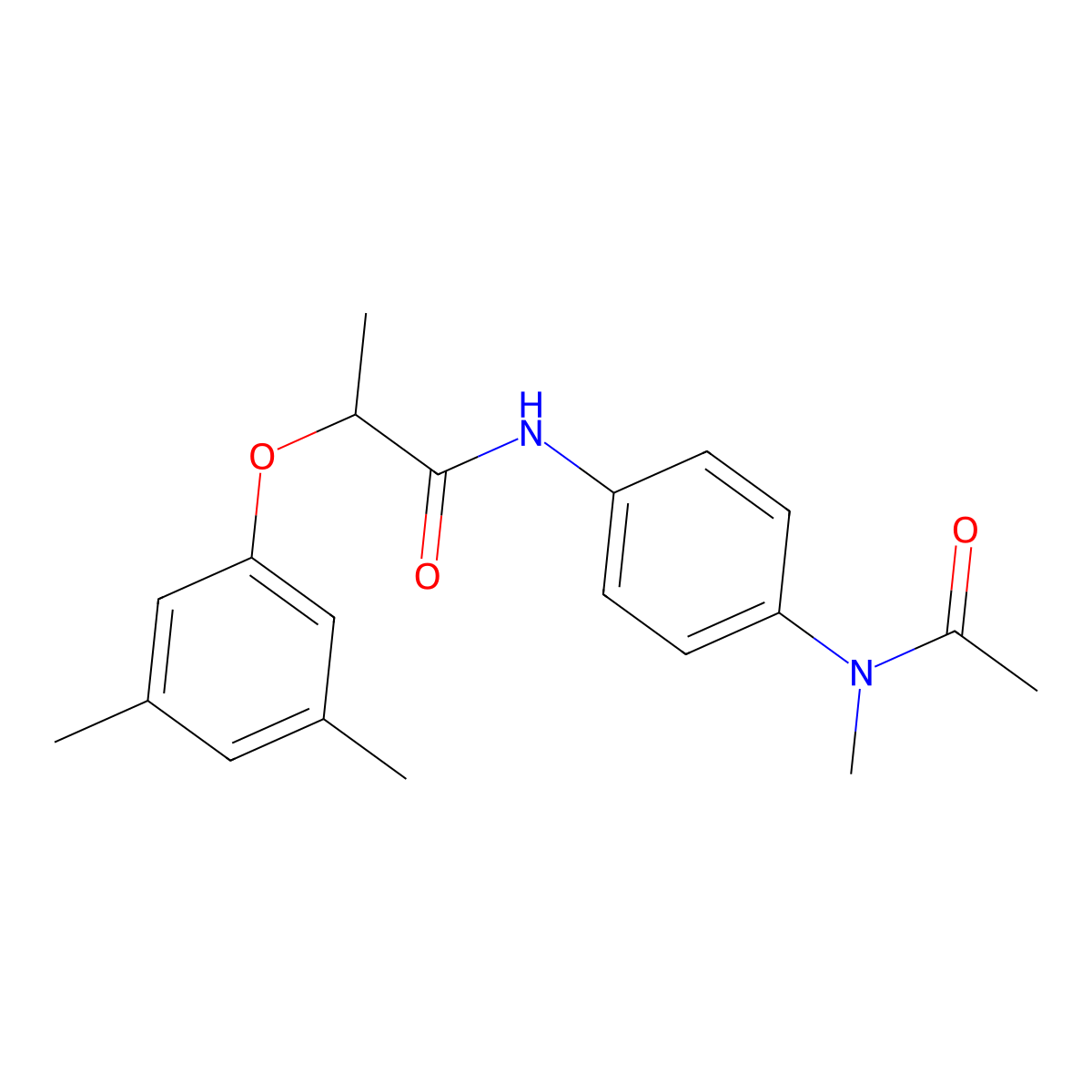 N-{4-[acetyl(methyl)amino]phenyl}-2-(3,5-dimethylphenoxy)propanamide molecular structure, CAS 492428-45-2