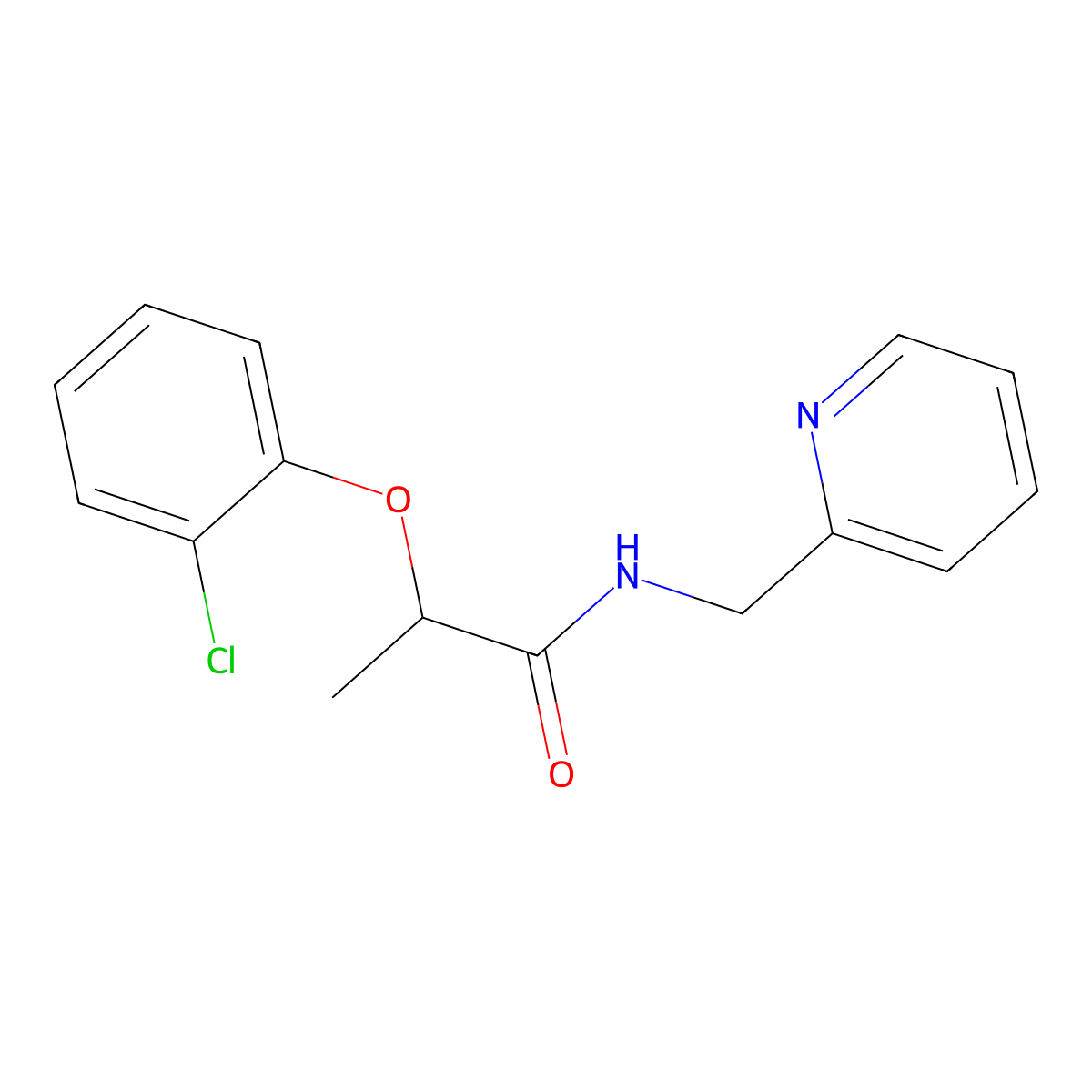2-(2-chlorophenoxy)-N-(pyridin-2-ylmethyl)propanamide molecular structure, CAS 492428-91-8