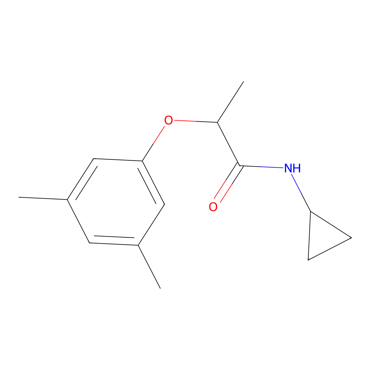 N-cyclopropyl-2-(3,5-dimethylphenoxy)propanamide molecular structure, CAS 492428-92-9