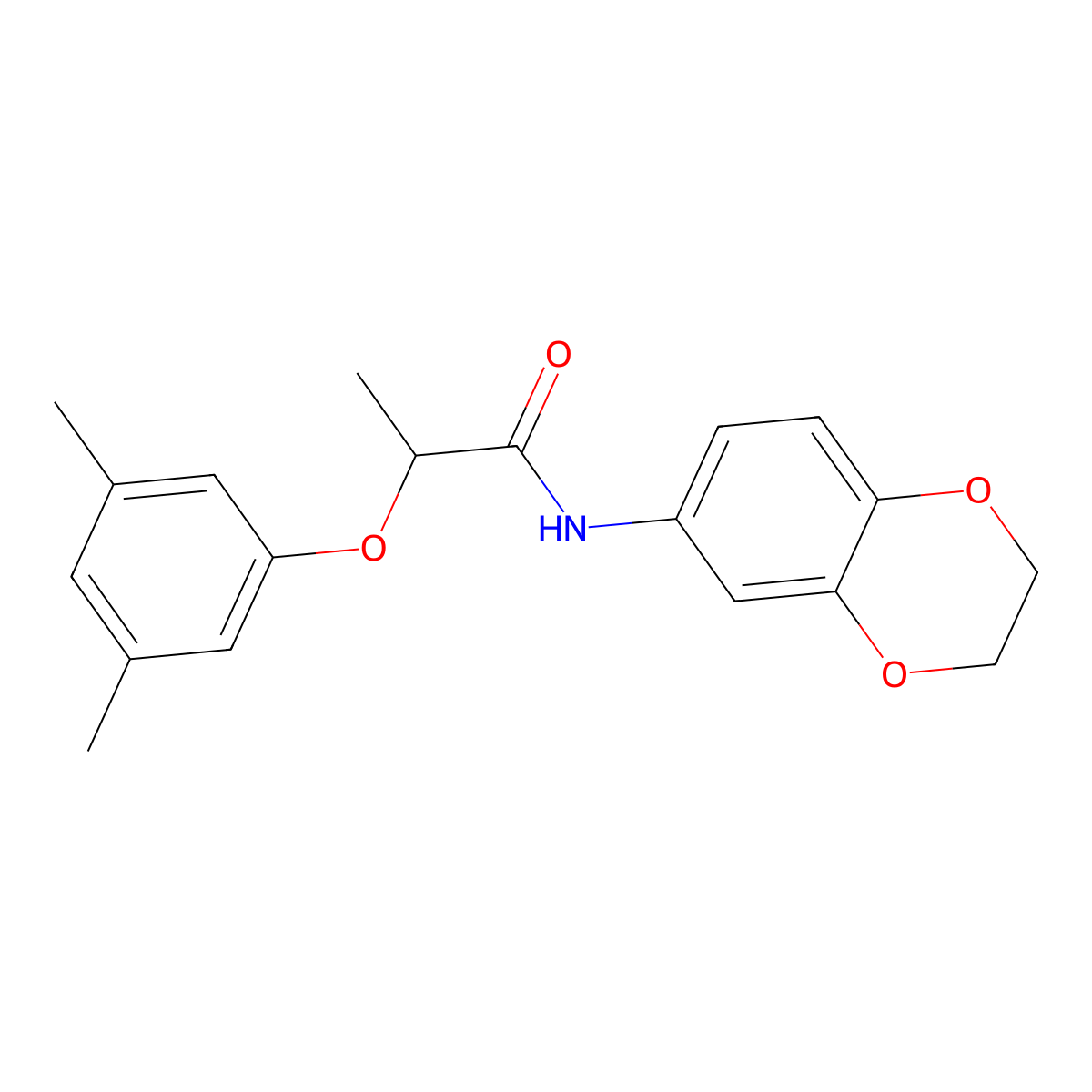 N-(2,3-Dihydro-1,4-benzodioxin-6-yl)-2-(3,5-dimethylphenoxy)propanamide molecular structure, CAS 492428-97-4