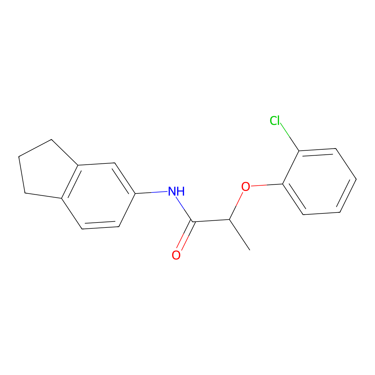 2-(2-chlorophenoxy)-N-(2,3-dihydro-1H-inden-5-yl)propanamide molecular structure, CAS 492429-00-2