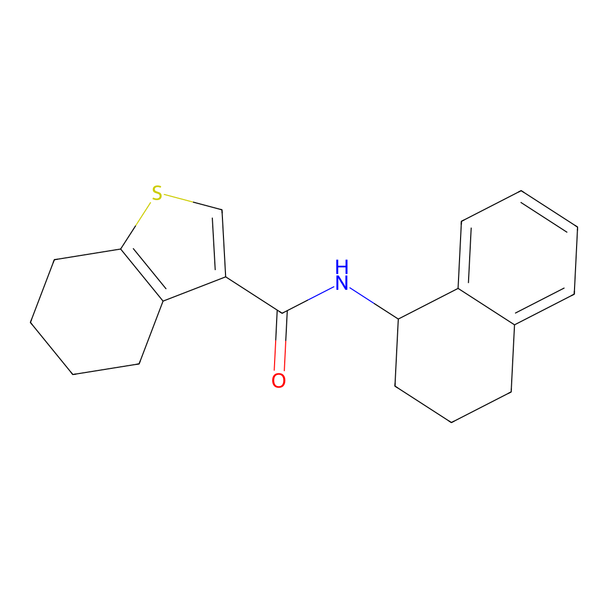N-(1,2,3,4-tetrahydronaphthalen-1-yl)-4,5,6,7-tetrahydro-1-benzothiophene-3-carboxamide molecular structure, CAS 492429-05-7