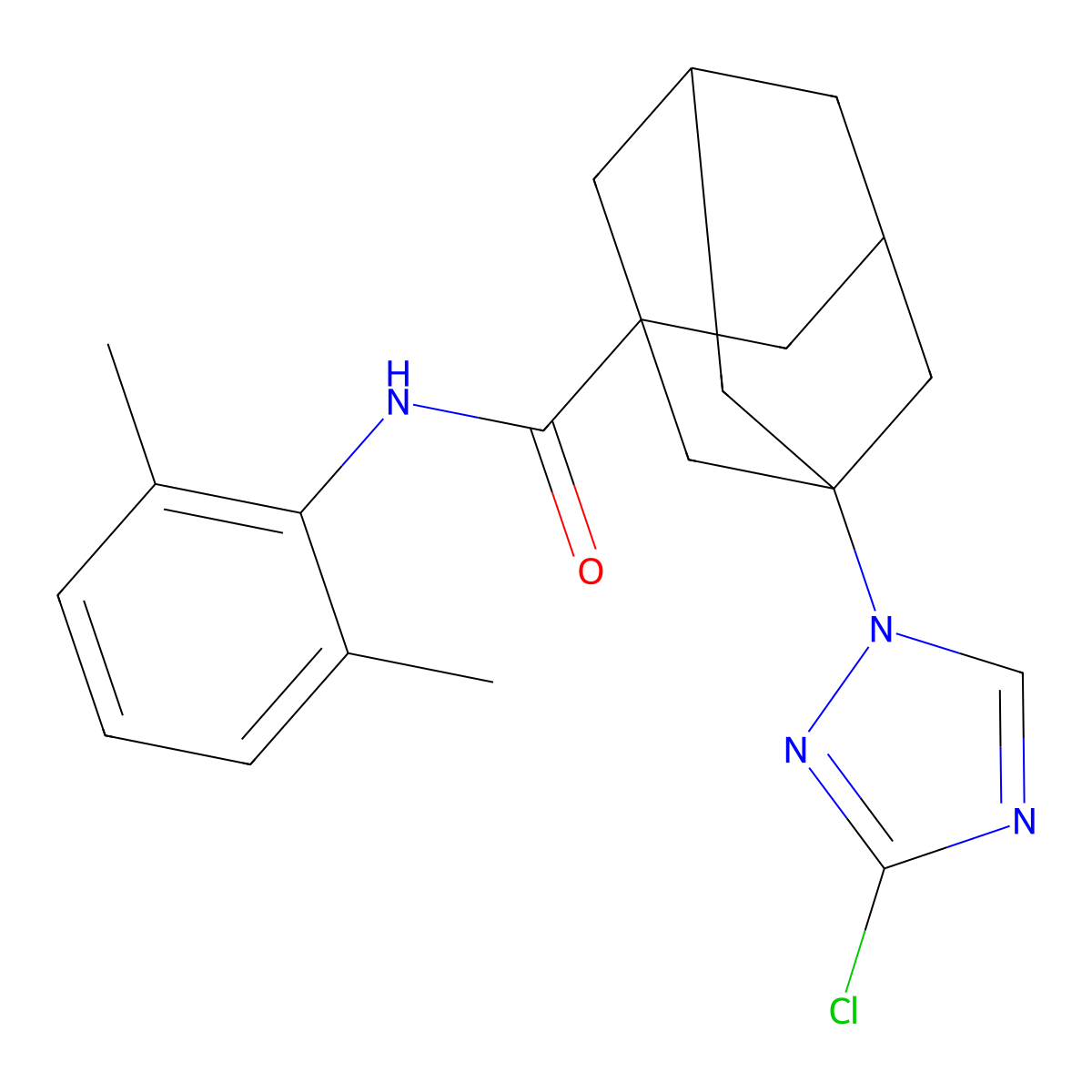 3-(3-chloro-1,2,4-triazol-1-yl)-N-(2,6-dimethylphenyl)adamantane-1-carboxamide molecular structure, CAS 492429-13-7