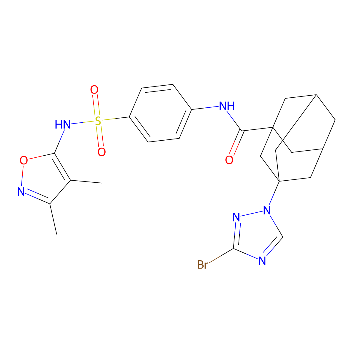 3-(3-bromo-1H-1,2,4-triazol-1-yl)-N-(4-{[(3,4-dimethyl-5-isoxazolyl)amino]sulfonyl}phenyl)-1-adamantanecarboxamide molecular structure, CAS 492429-17-1