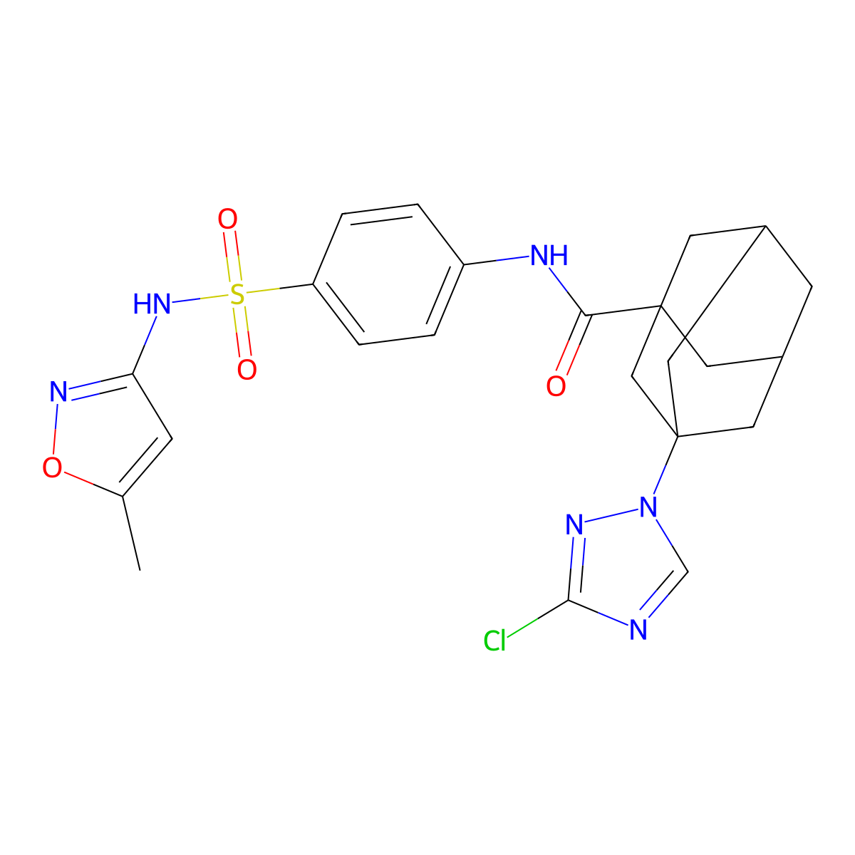 3-(3-chloro-1,2,4-triazol-1-yl)-N-[4-[(5-methyl-1,2-oxazol-3-yl)sulfamoyl]phenyl]adamantane-1-carboxamide molecular structure, CAS 492429-18-2