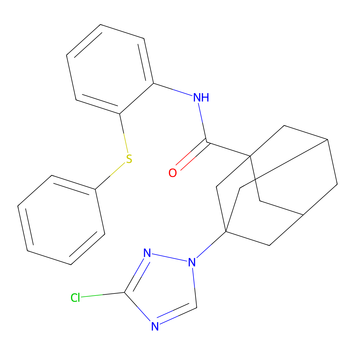 3-(3-chloro-1,2,4-triazol-1-yl)-N-(2-phenylsulfanylphenyl)adamantane-1-carboxamide molecular structure, CAS 492429-19-3