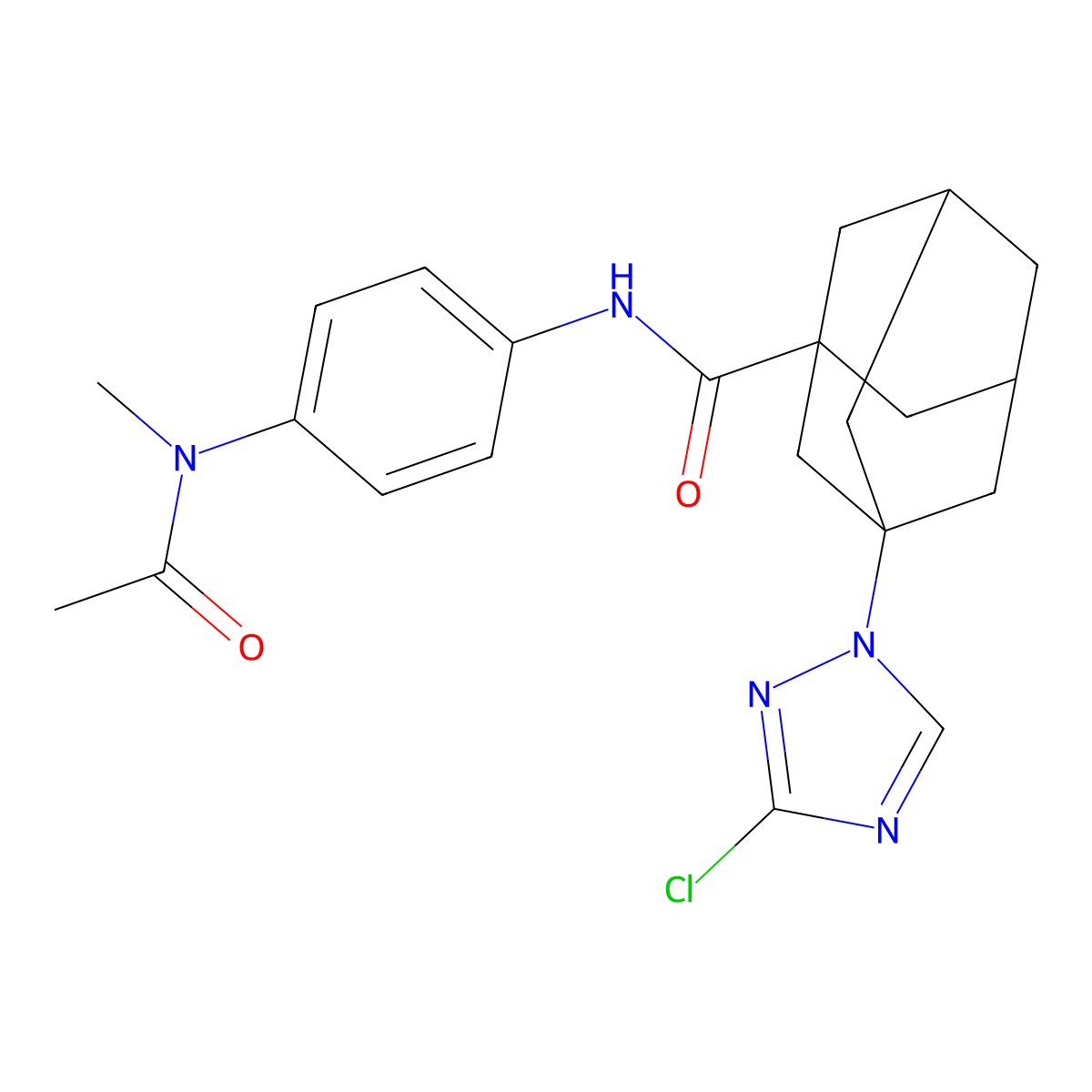 N-[4-[acetyl(methyl)amino]phenyl]-3-(3-chloro-1,2,4-triazol-1-yl)adamantane-1-carboxamide molecular structure, CAS 492429-22-8