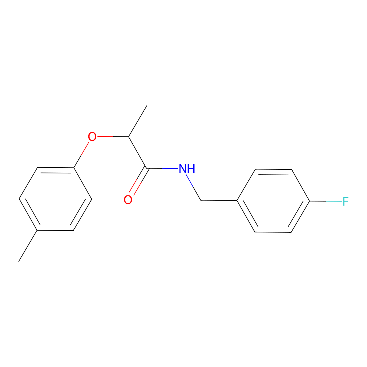 N-[(4-fluorophenyl)methyl]-2-(4-methylphenoxy)propanamide molecular structure, CAS 492429-29-5