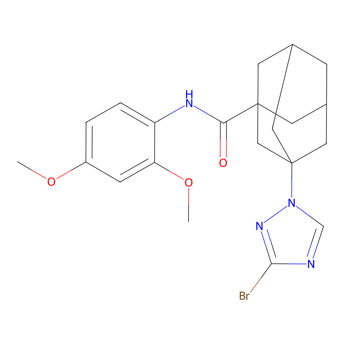 3-(3-bromo-1H-1,2,4-triazol-1-yl)-N-(2,4-dimethoxyphenyl)-1-adamantanecarboxamide molecular structure, CAS 492429-45-5