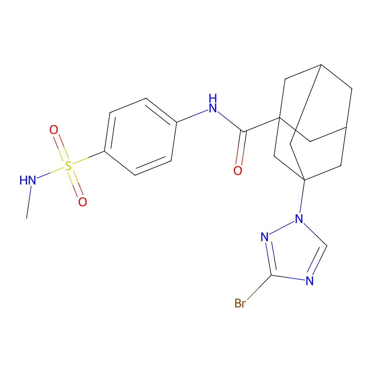 3-(3-bromo-1,2,4-triazol-1-yl)-N-[4-(methylsulfamoyl)phenyl]adamantane-1-carboxamide molecular structure, CAS 492429-46-6