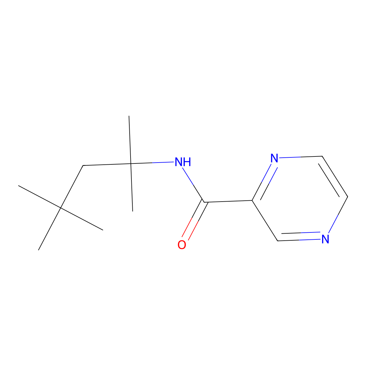 N-(1,1,3,3-Tetramethylbutyl)-2-pyrazinecarboxamide molecular structure, CAS 492429-51-3