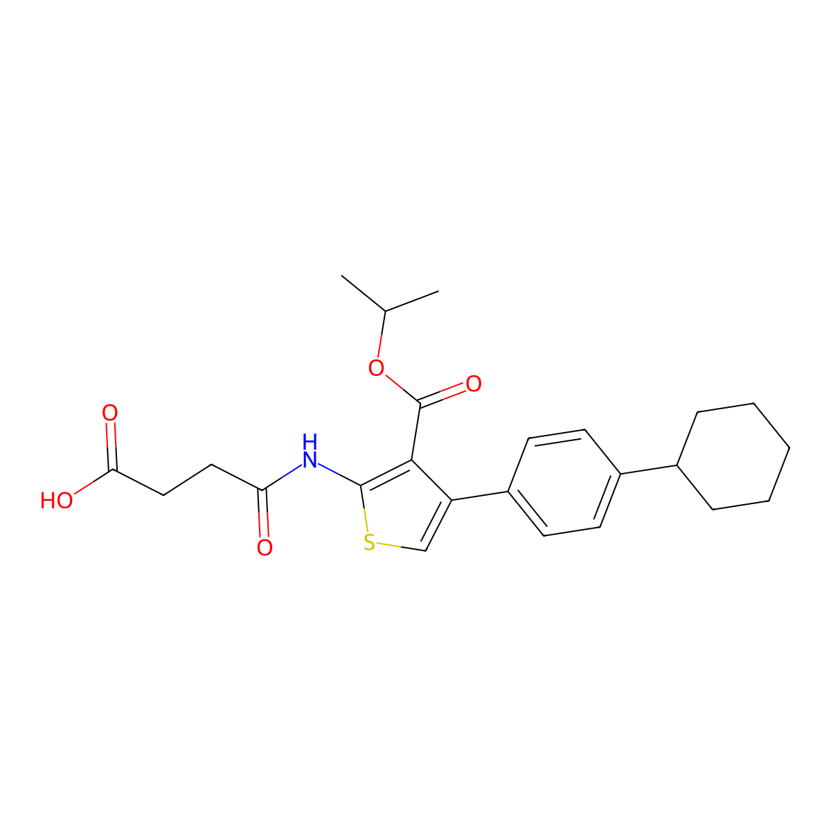 4-{[4-(4-Cyclohexylphenyl)-3-(isopropoxycarbonyl)-2-thienyl]amino}-4-oxobutanoic acid molecular structure, CAS 492429-61-5