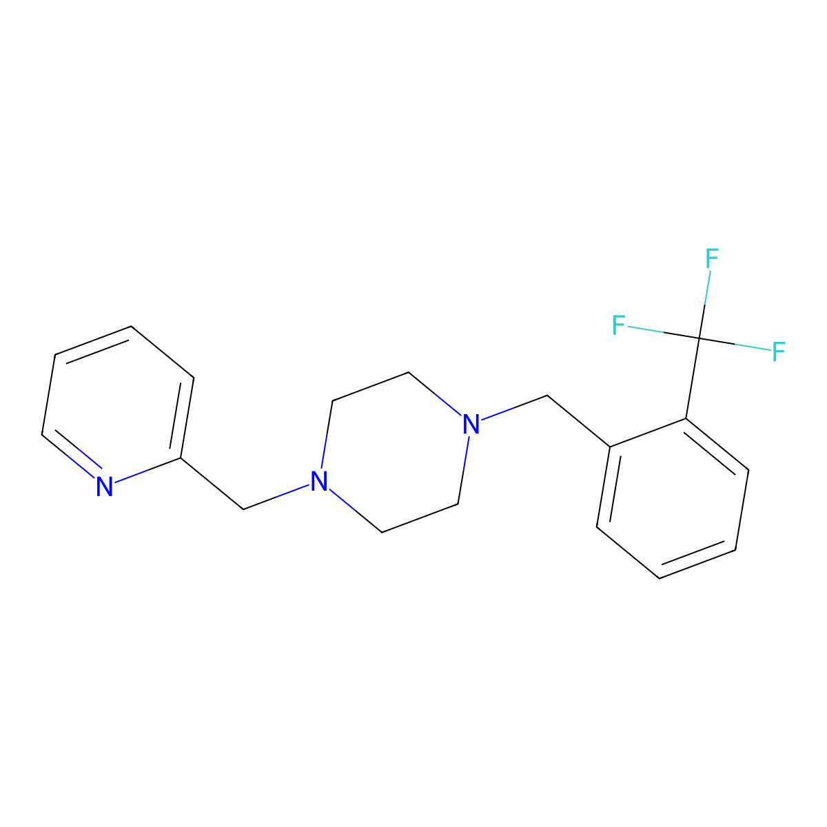 1-(Pyridin-2-ylmethyl)-4-[2-(trifluoromethyl)benzyl]piperazine molecular structure, CAS 492429-73-9