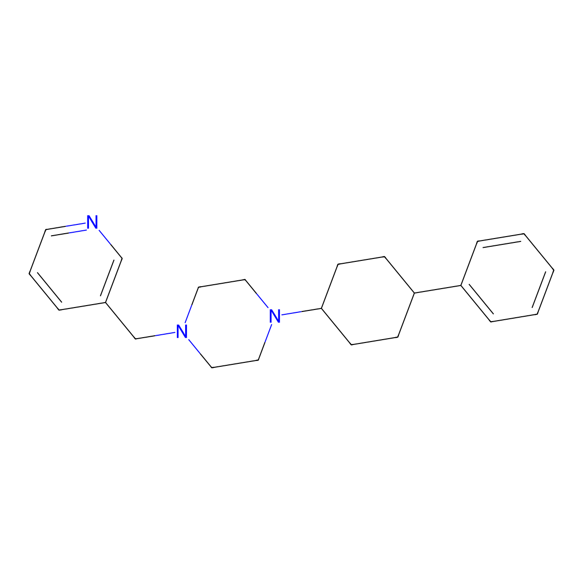 1-(4-Phenylcyclohexyl)-4-(pyridin-3-ylmethyl)piperazine molecular structure, CAS 492429-78-4