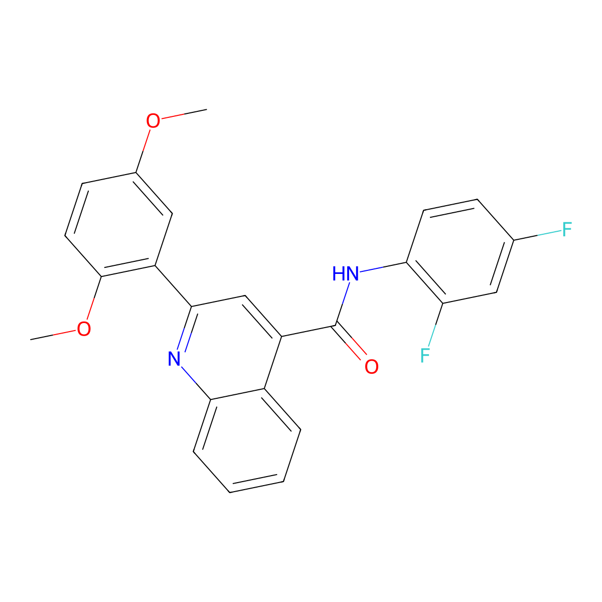 N-(2,4-difluorophenyl)-2-(2,5-dimethoxyphenyl)quinoline-4-carboxamide molecular structure, CAS 492432-18-5
