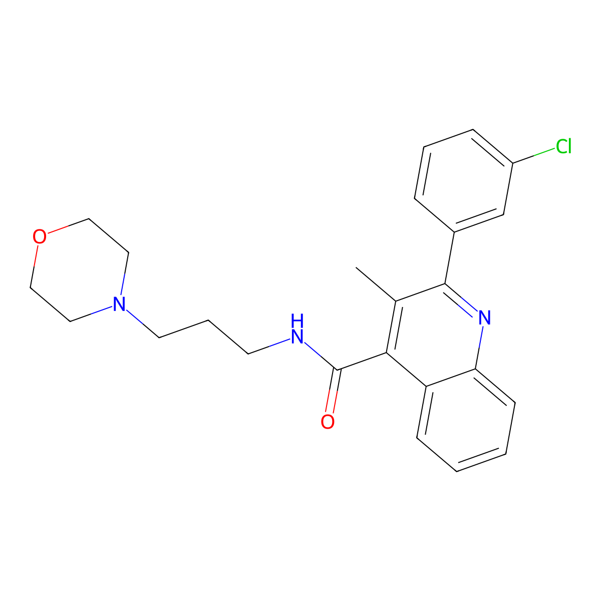 2-(3-chlorophenyl)-3-methyl-N-(3-morpholin-4-ylpropyl)quinoline-4-carboxamide molecular structure, CAS 492432-53-8
