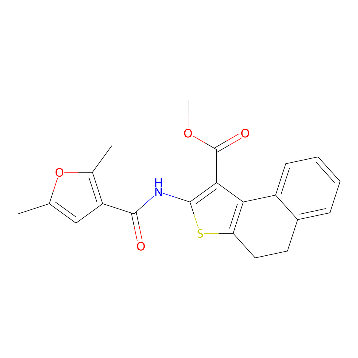 Methyl 2-[(2,5-dimethylfuran-3-carbonyl)amino]-4,5-dihydrobenzo[e][1]benzothiole-1-carboxylate molecular structure, CAS 492432-62-9