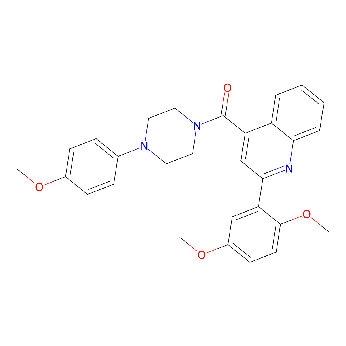 [2-(2,5-Dimethoxyphenyl)quinolin-4-yl]-[4-(4-methoxyphenyl)piperazin-1-yl]methanone molecular structure, CAS 492432-65-2