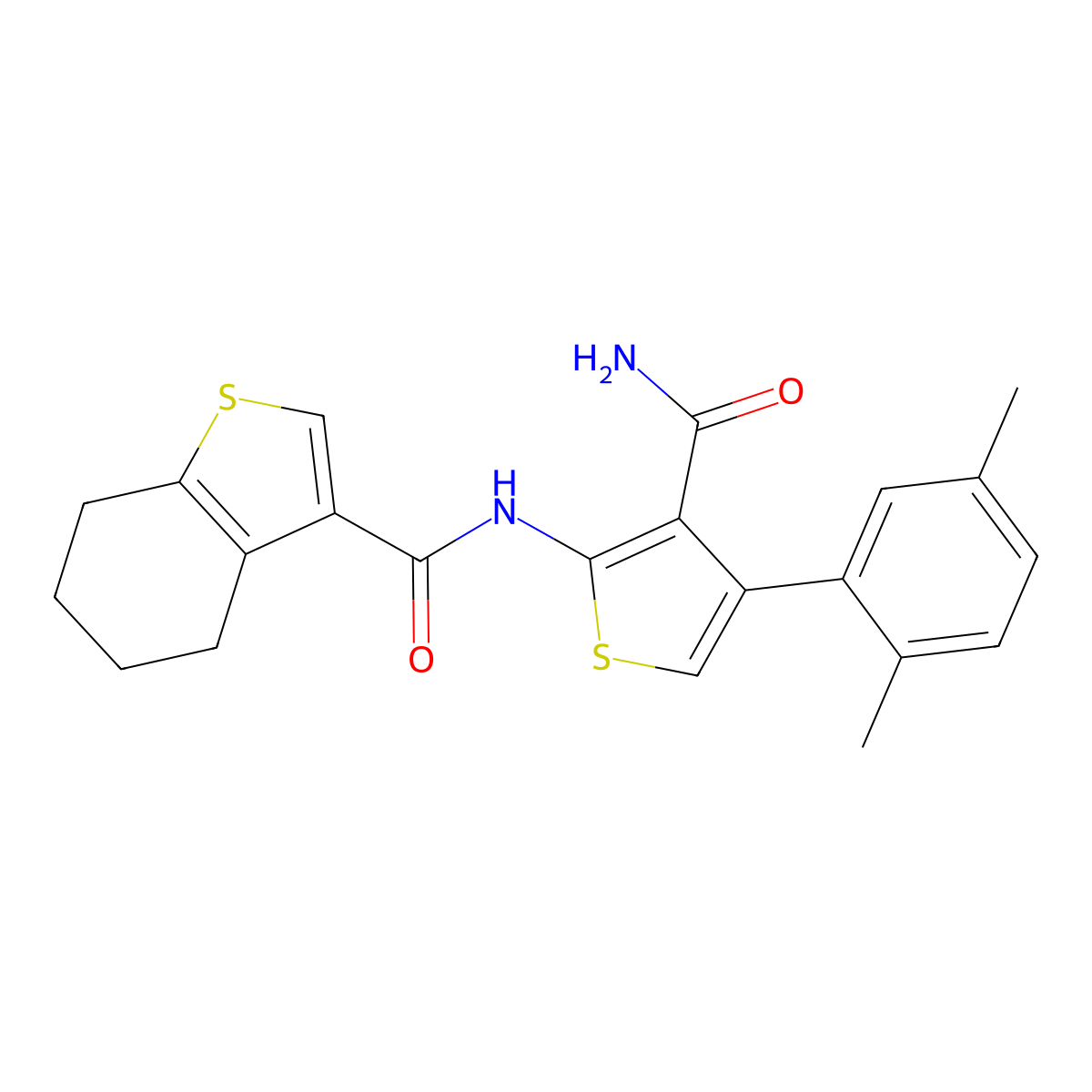 N-[3-carbamoyl-4-(2,5-dimethylphenyl)thiophen-2-yl]-4,5,6,7-tetrahydro-1-benzothiophene-3-carboxamide molecular structure, CAS 492432-82-3
