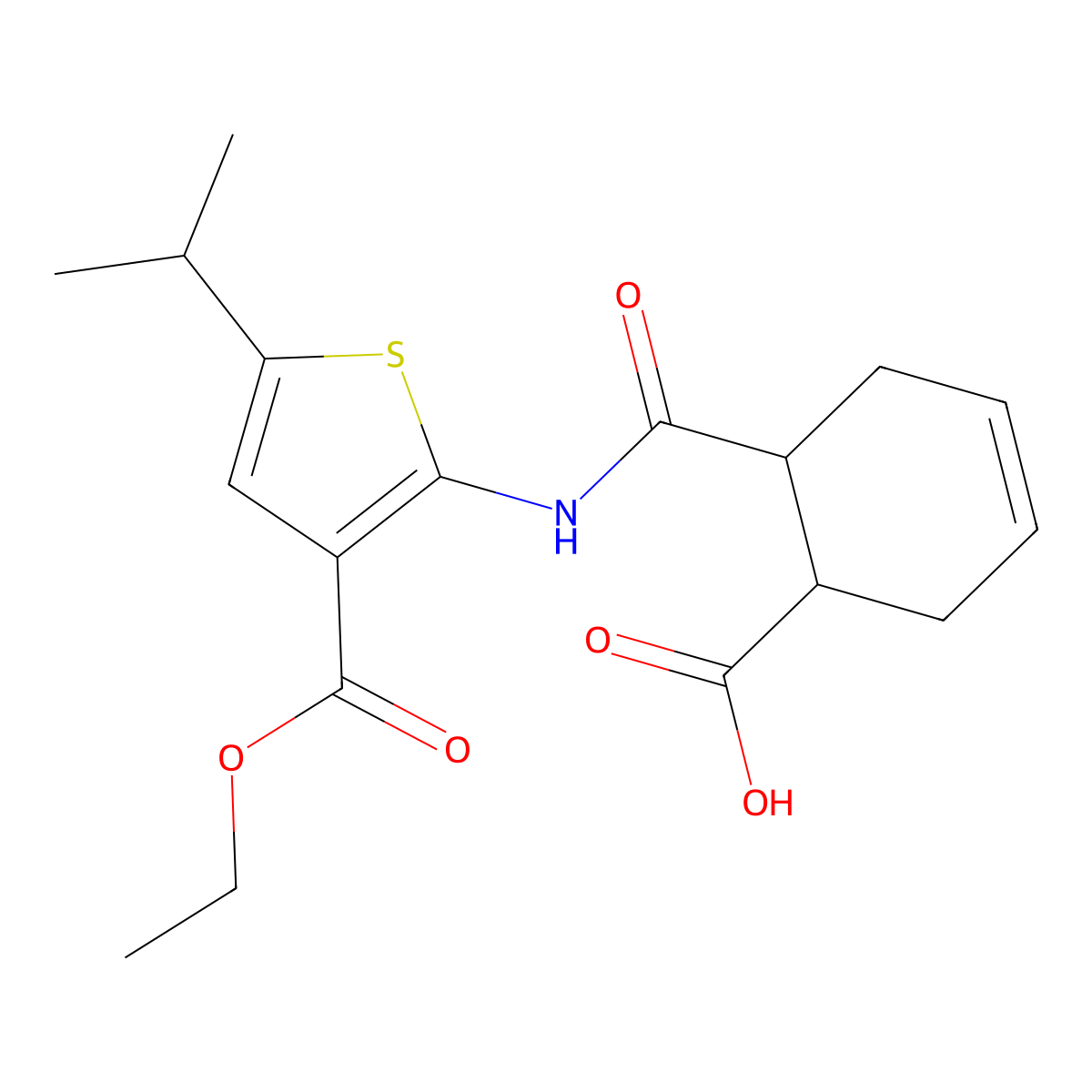6-({[3-(Ethoxycarbonyl)-5-isopropyl-2-thienyl]amino}carbonyl)-3-cyclohexene-1-carboxylic acid molecular structure, CAS 492432-87-8