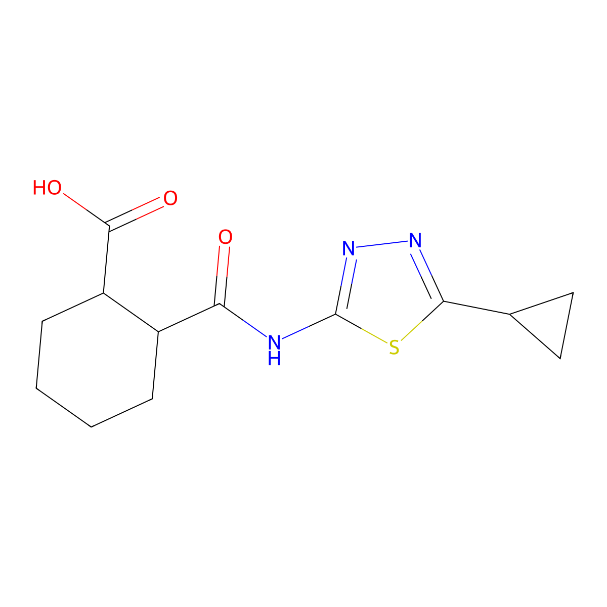 2-[(5-Cyclopropyl-1,3,4-thiadiazol-2-yl)carbamoyl]cyclohexanecarboxylic acid molecular structure, CAS 492432-99-2