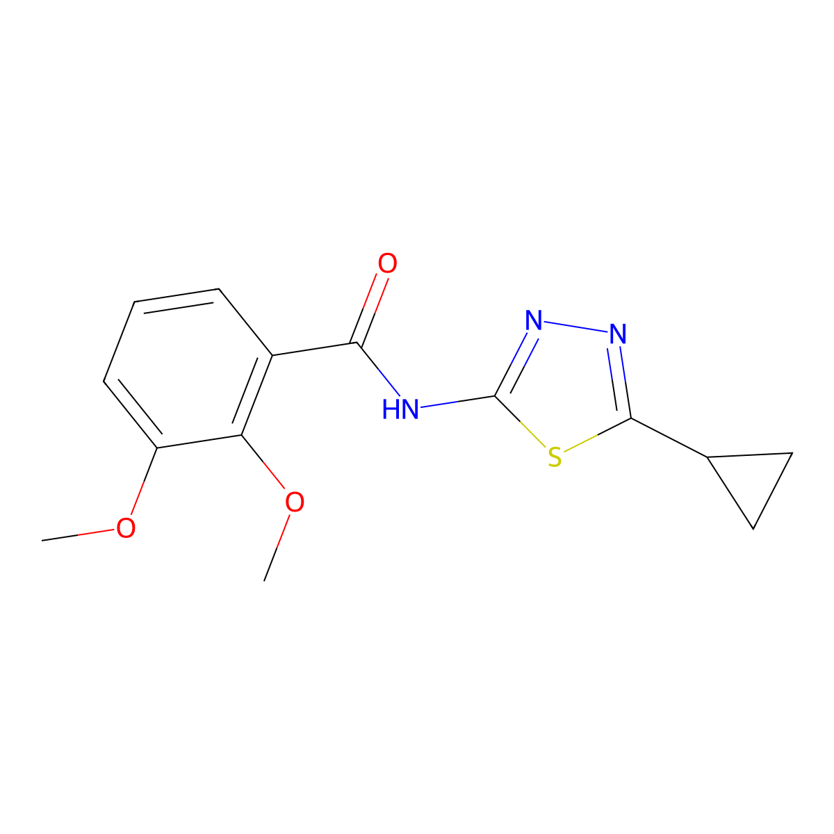 N-(5-cyclopropyl-1,3,4-thiadiazol-2-yl)-2,3-dimethoxybenzamide molecular structure, CAS 492433-46-2