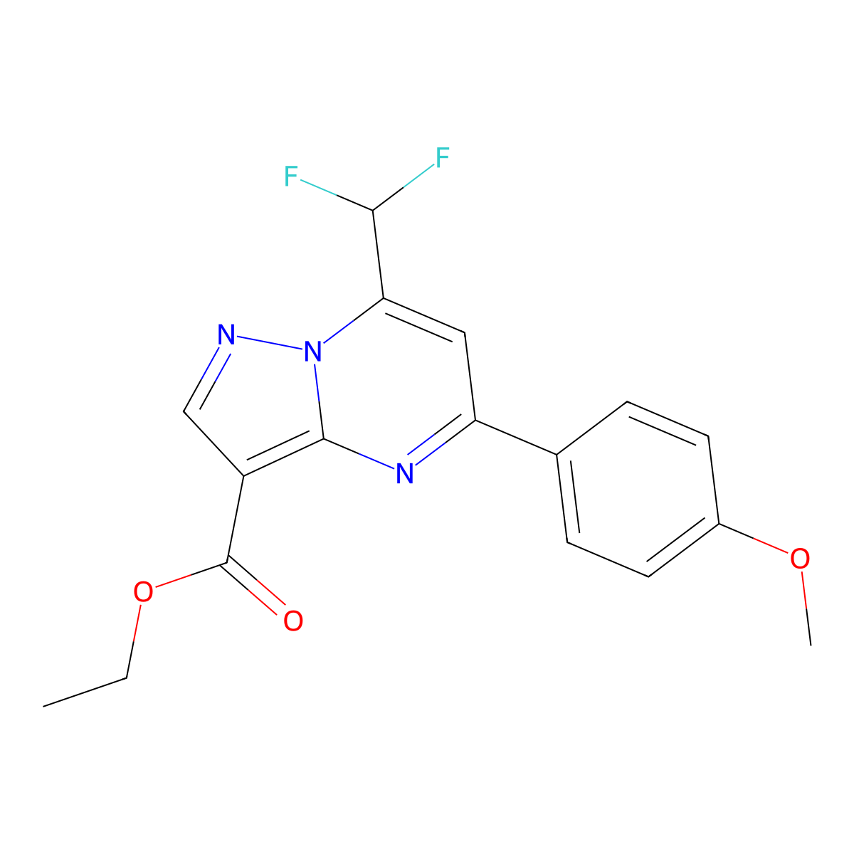 Ethyl 7-(difluoromethyl)-5-(4-methoxyphenyl)pyrazolo[1,5-a]pyrimidine-3-carboxylate molecular structure, CAS 492433-50-8