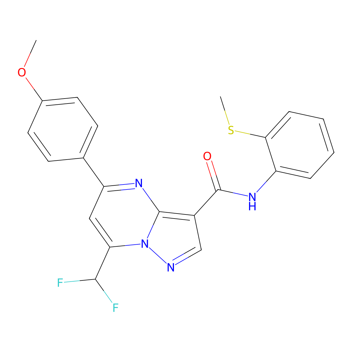 7-(difluoromethyl)-5-(4-methoxyphenyl)-N-[2-(methylsulfanyl)phenyl]pyrazolo[1,5-a]pyrimidine-3-carboxamide molecular structure, CAS 492433-55-3