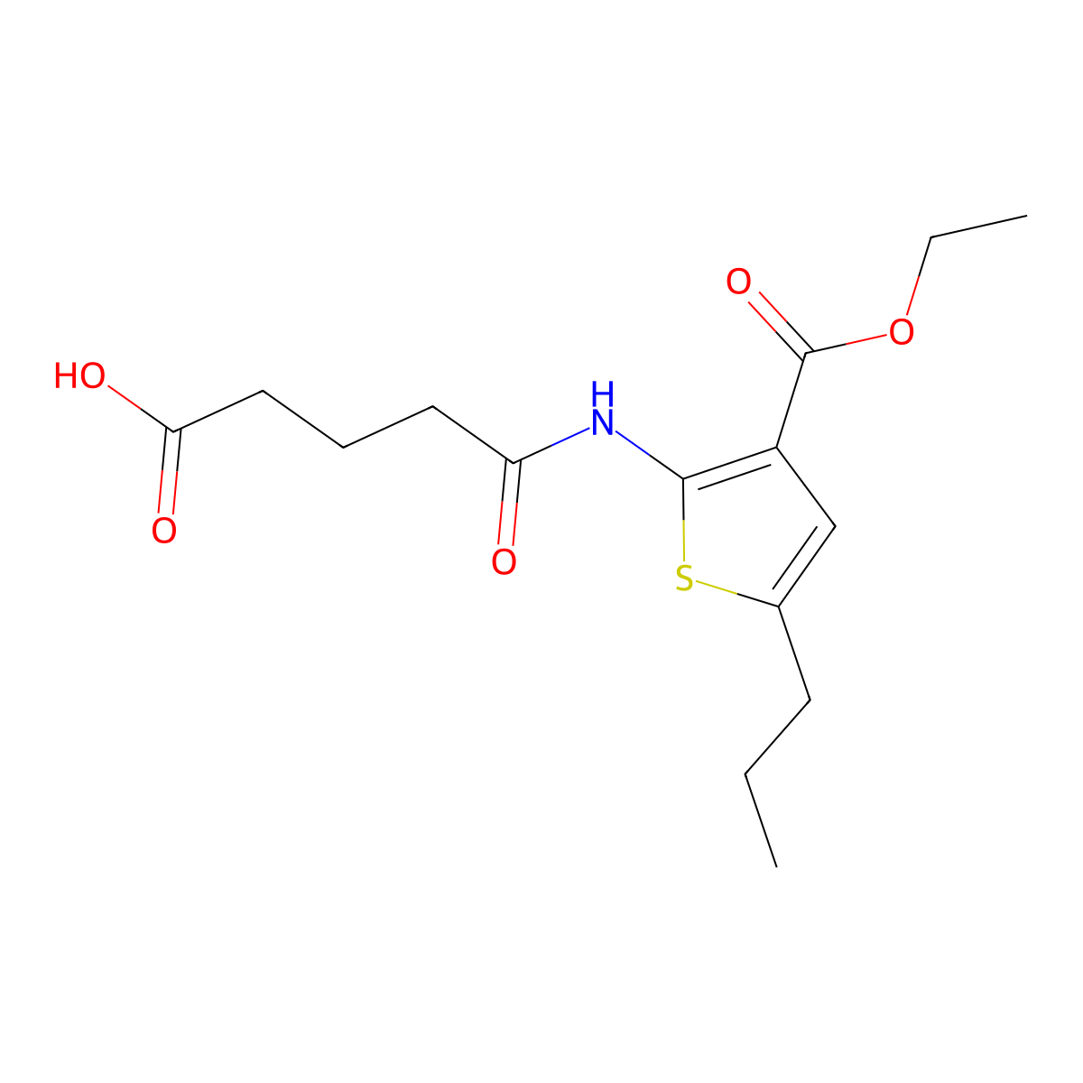 5-[(3-Ethoxycarbonyl-5-propylthiophen-2-yl)amino]-5-oxopentanoic acid molecular structure, CAS 492433-78-0