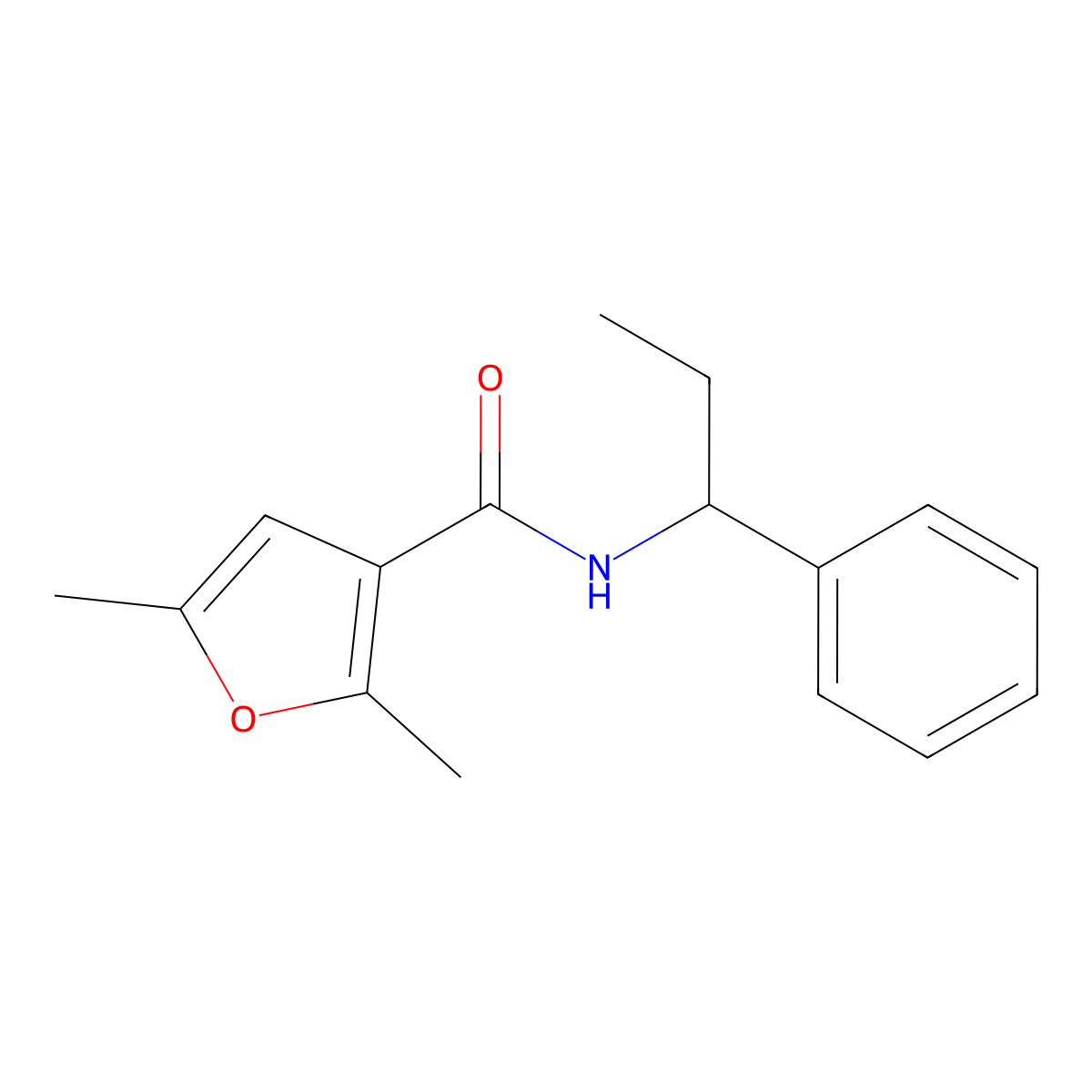 2,5-dimethyl-N-(1-phenylpropyl)furan-3-carboxamide molecular structure, CAS 492433-87-1