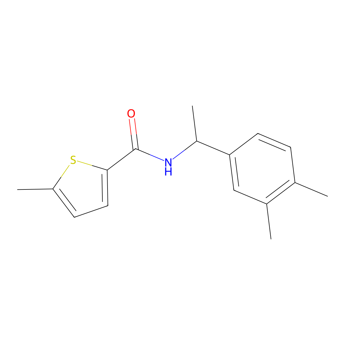 N-[1-(3,4-dimethylphenyl)ethyl]-5-methylthiophene-2-carboxamide molecular structure, CAS 492434-19-2