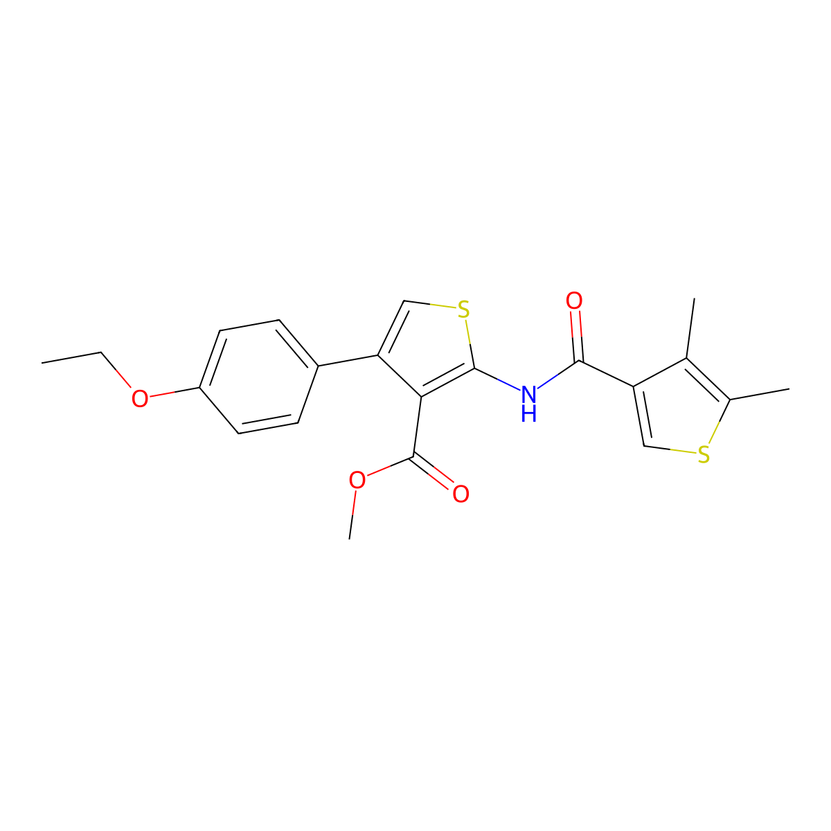 Methyl 2-[(4,5-dimethylthiophene-3-carbonyl)amino]-4-(4-ethoxyphenyl)thiophene-3-carboxylate molecular structure, CAS 492434-40-9