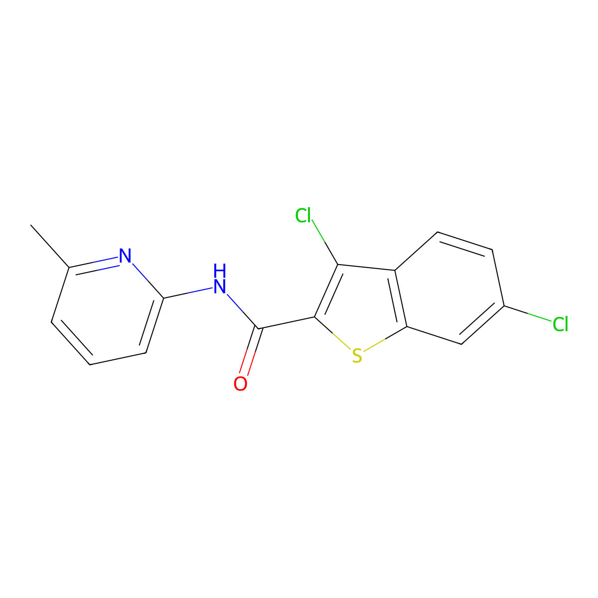 3,6-dichloro-N-(6-methylpyridin-2-yl)-1-benzothiophene-2-carboxamide molecular structure, CAS 492434-43-2