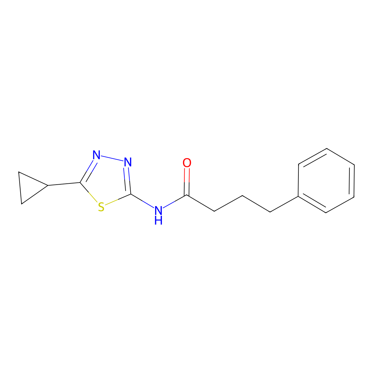 N-(5-cyclopropyl-1,3,4-thiadiazol-2-yl)-4-phenylbutanamide molecular structure, CAS 492434-44-3