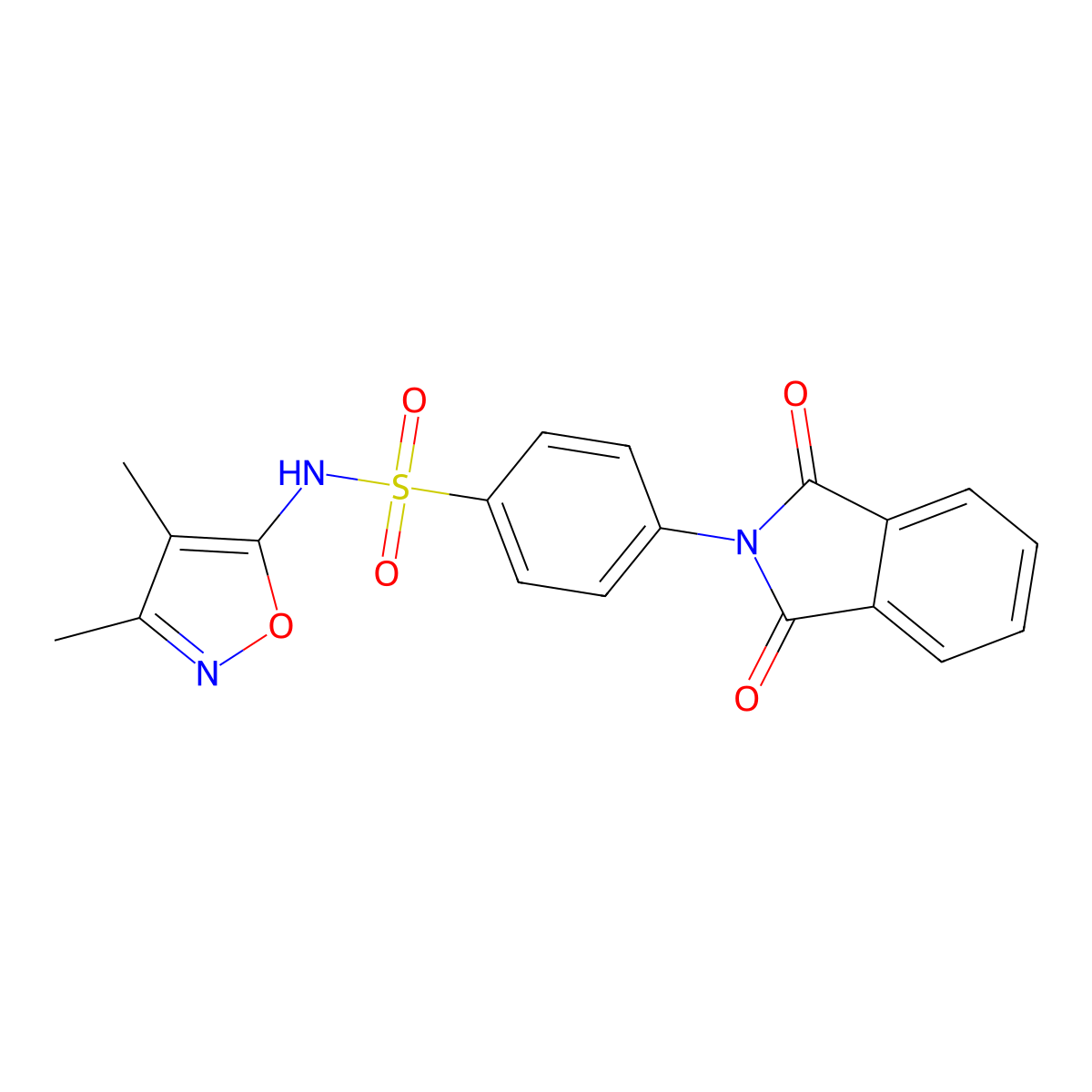 N-(3,4-Dimethyl-5-isoxazolyl)-4-(1,3-dioxo-1,3-dihydro-2H-isoindol-2-yl)benzenesulfonamide molecular structure, CAS 492437-30-6