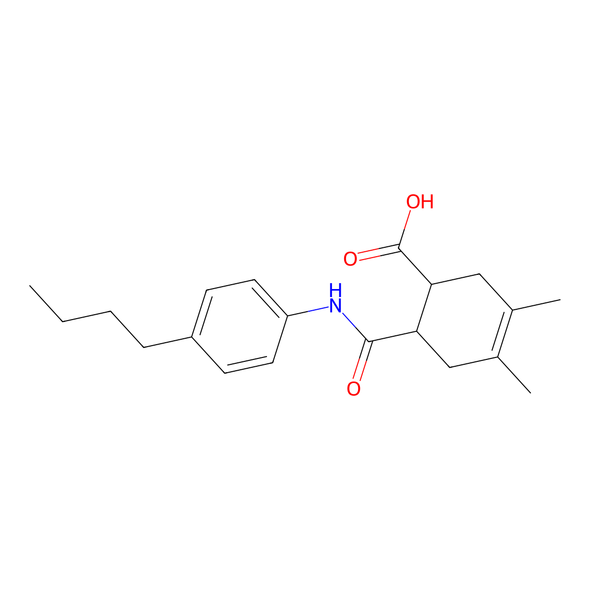 6-[(4-Butylphenyl)carbamoyl]-3,4-dimethylcyclohex-3-ene-1-carboxylic acid molecular structure, CAS 492437-76-0