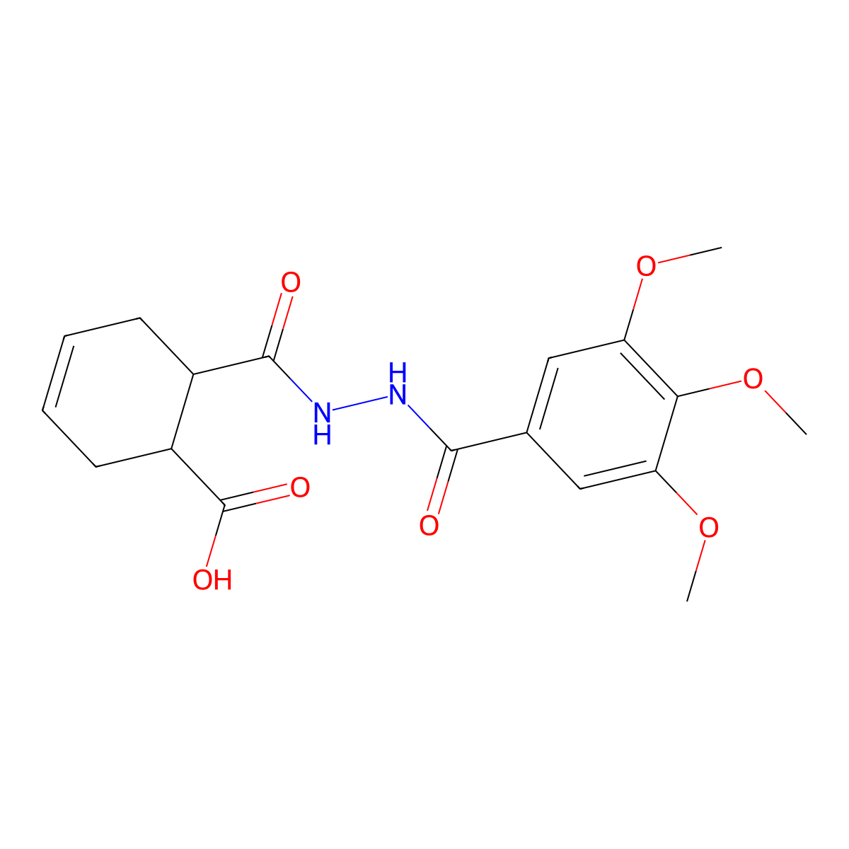 6-{[2-(3,4,5-Trimethoxybenzoyl)hydrazino]carbonyl}-3-cyclohexene-1-carboxylic acid molecular structure, CAS 492441-19-7