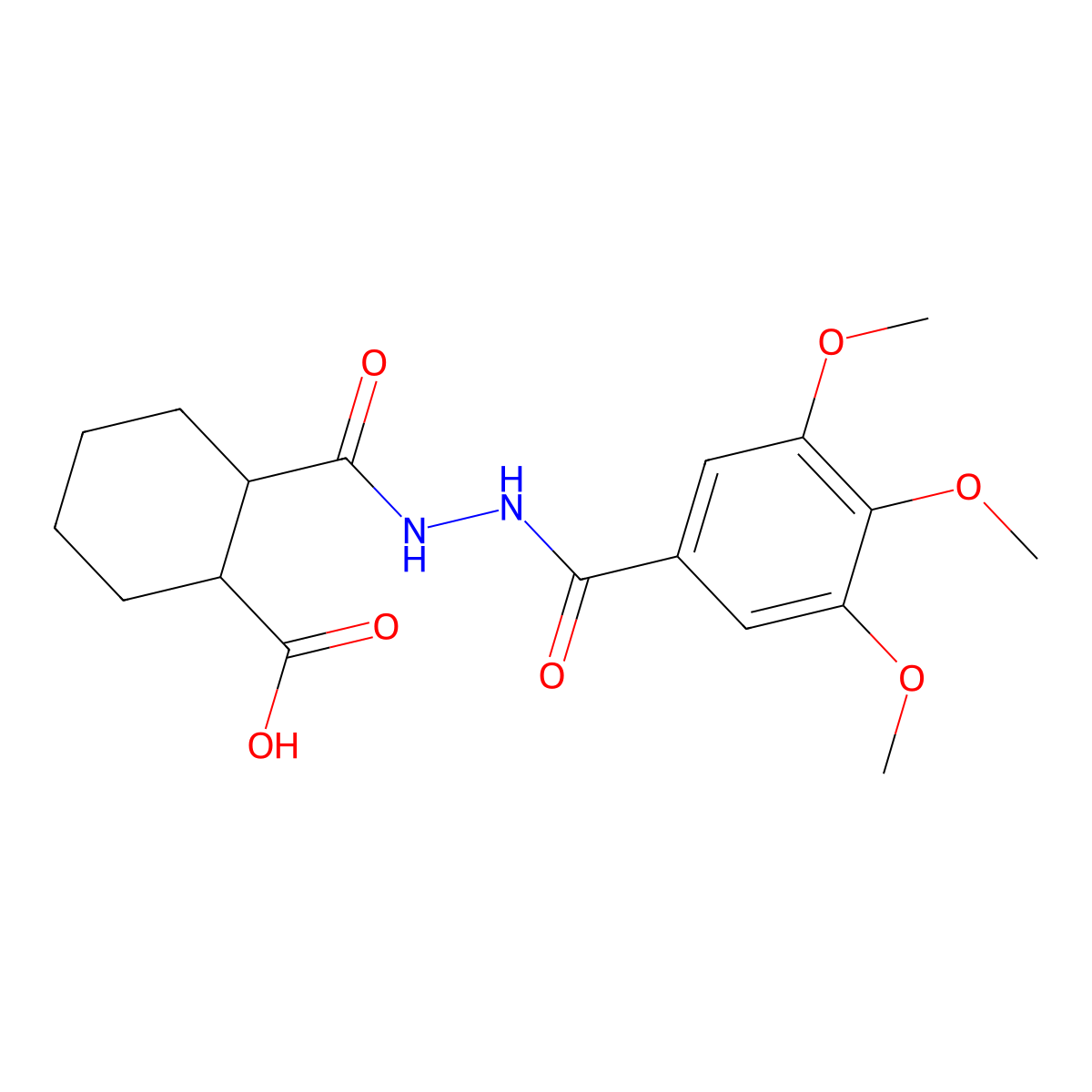 2-{[2-(3,4,5-Trimethoxybenzoyl)hydrazino]carbonyl}cyclohexanecarboxylic acid molecular structure, CAS 492441-21-1