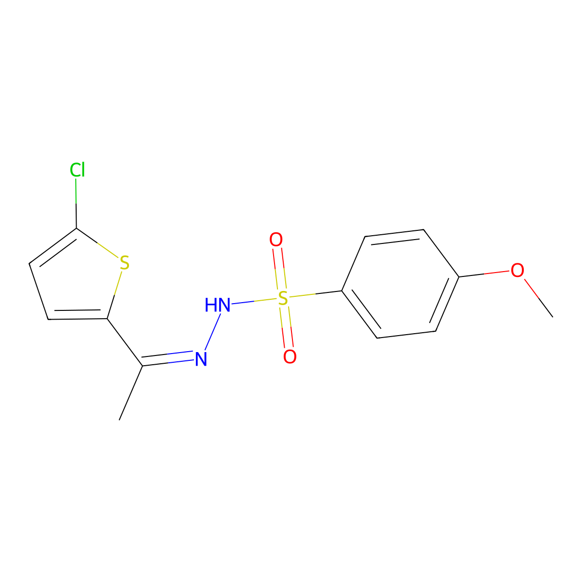 N'-[1-(5-chloro-2-thienyl)ethylidene]-4-methoxybenzenesulfonohydrazide molecular structure, CAS 492441-24-4