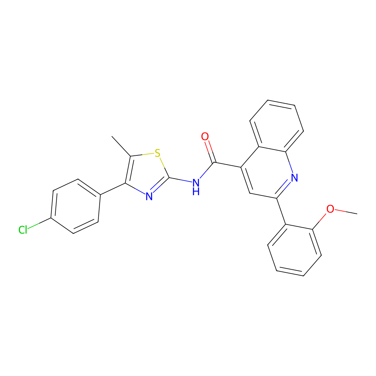 N-[4-(4-chlorophenyl)-5-methyl-1,3-thiazol-2-yl]-2-(2-methoxyphenyl)quinoline-4-carboxamide molecular structure, CAS 492442-26-9