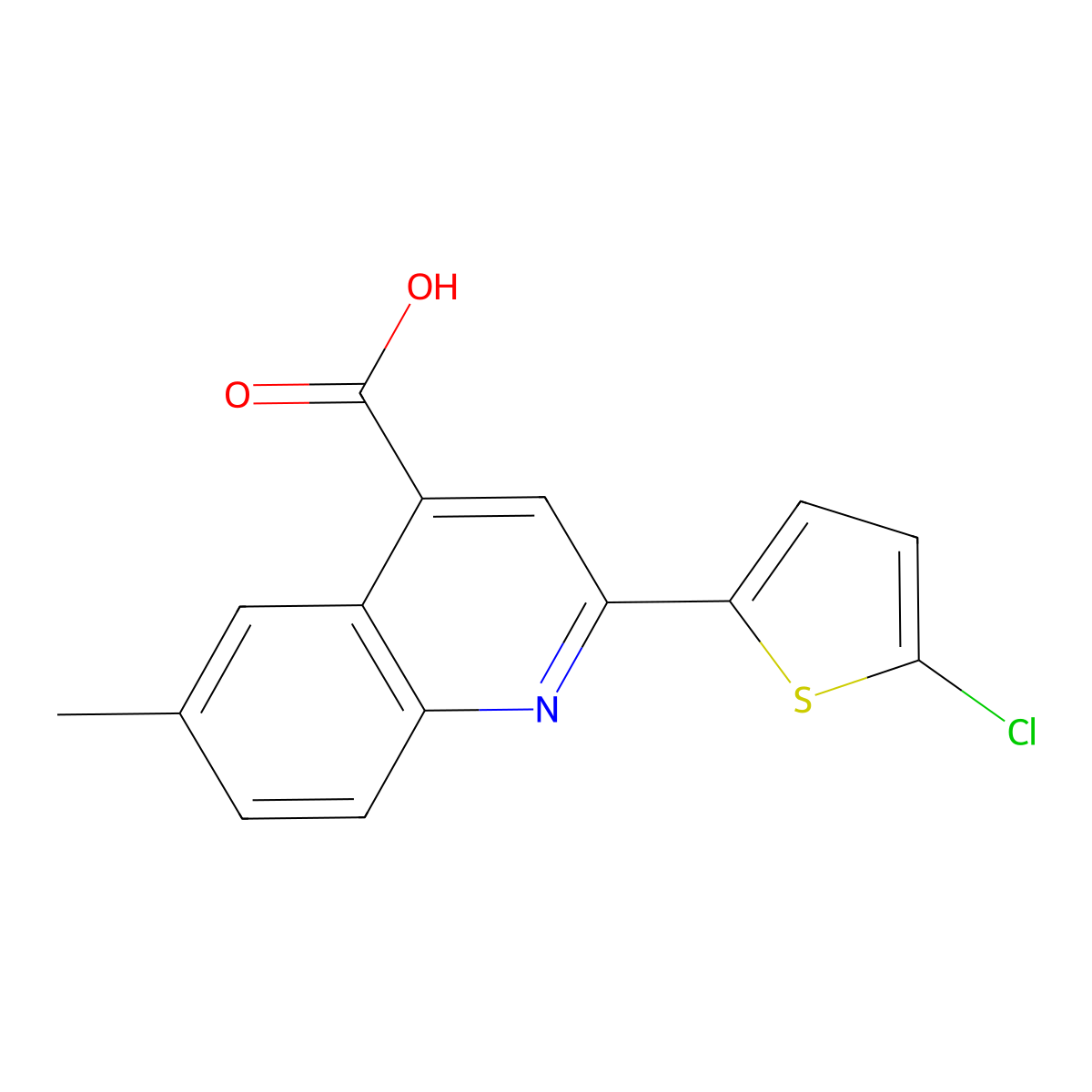 2-(5-Chlorothiophen-2-yl)-6-methylquinoline-4-carboxylic acid molecular structure, CAS 492442-28-1