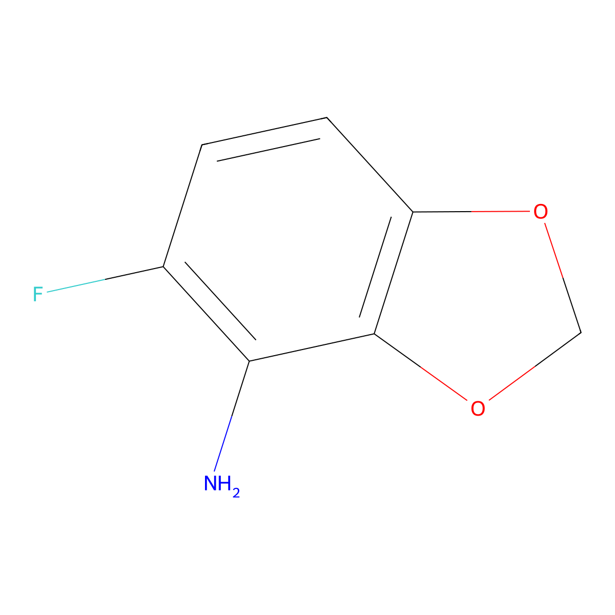 5-fluoro-2H-1,3-benzodioxol-4-amine molecular structure, CAS 492444-04-9