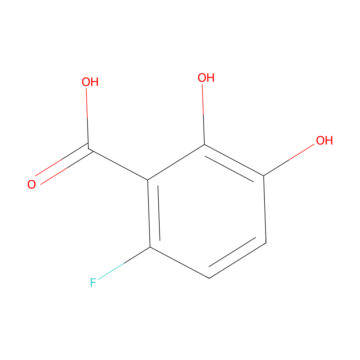 6-Fluoro-2,3-dihydroxybenzoic acid molecular structure, CAS 492444-05-0