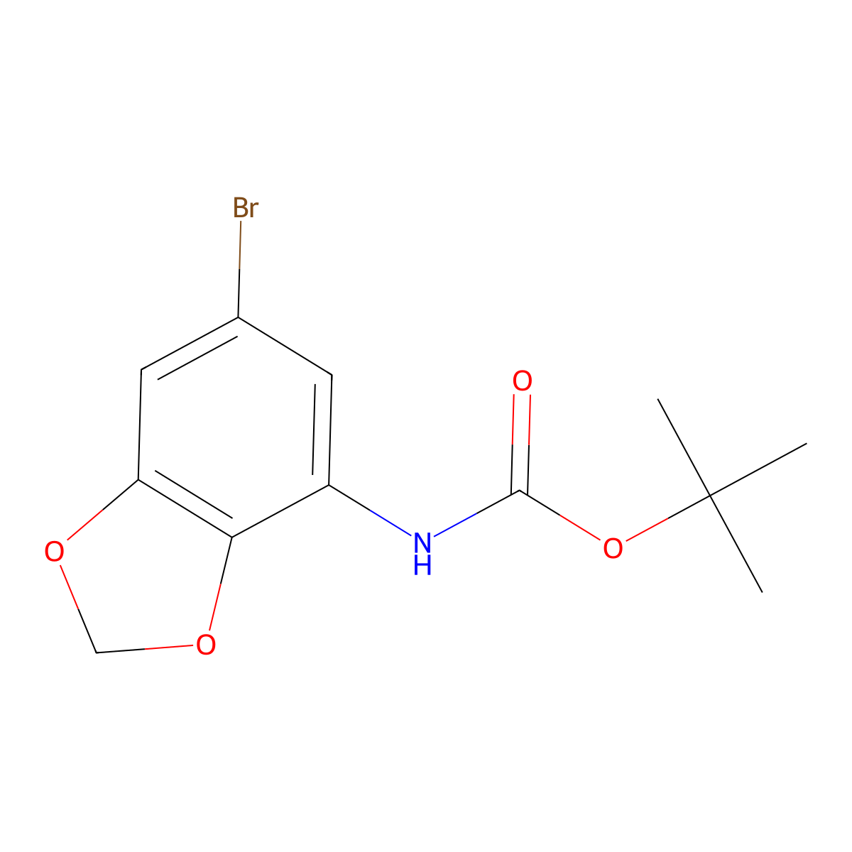 tert-butyl N-(6-bromo-1,3-benzodioxol-4-yl)carbamate molecular structure, CAS 492444-11-8