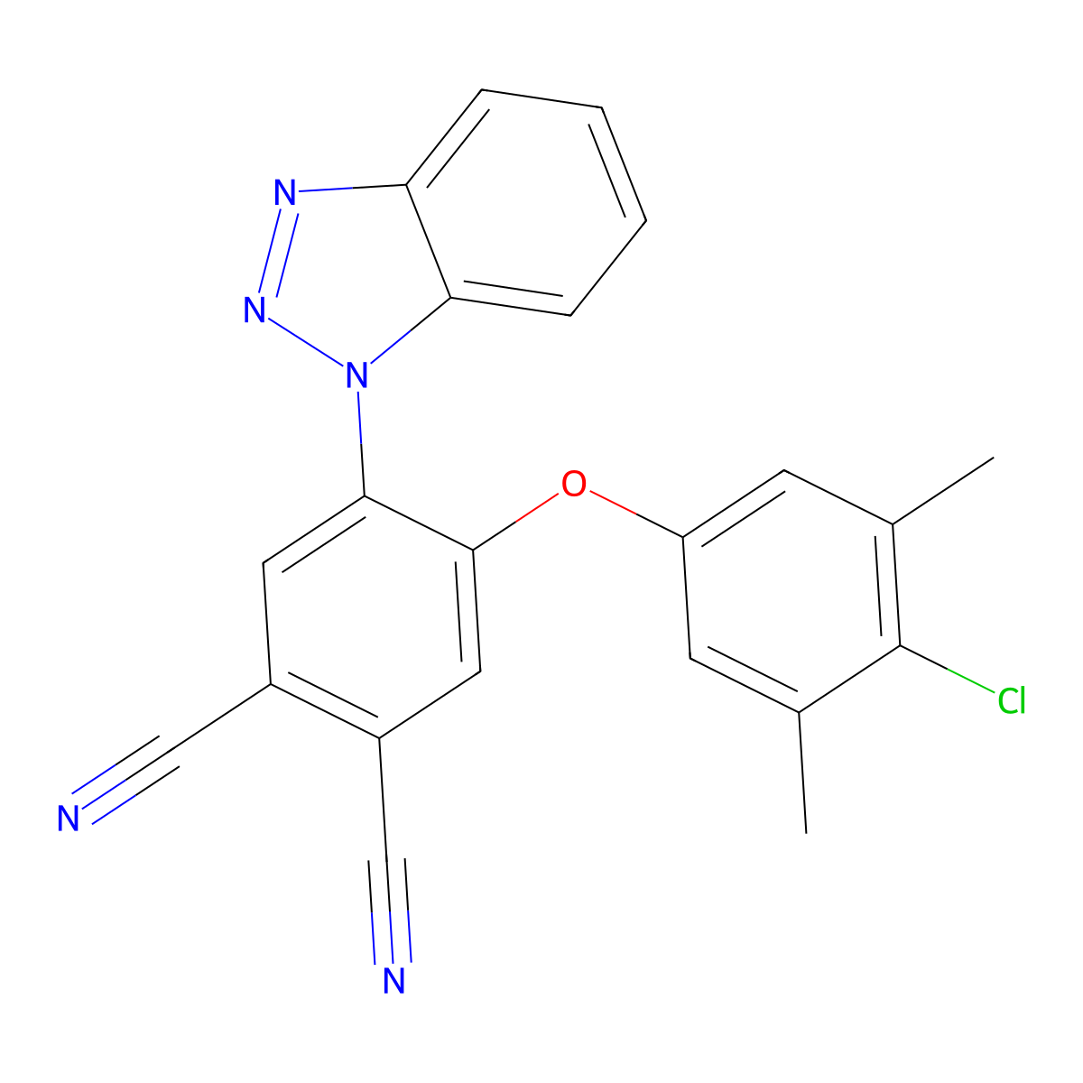 4-(Benzotriazol-1-yl)-5-(4-chloro-3,5-dimethylphenoxy)benzene-1,2-dicarbonitrile molecular structure, CAS 492447-16-2
