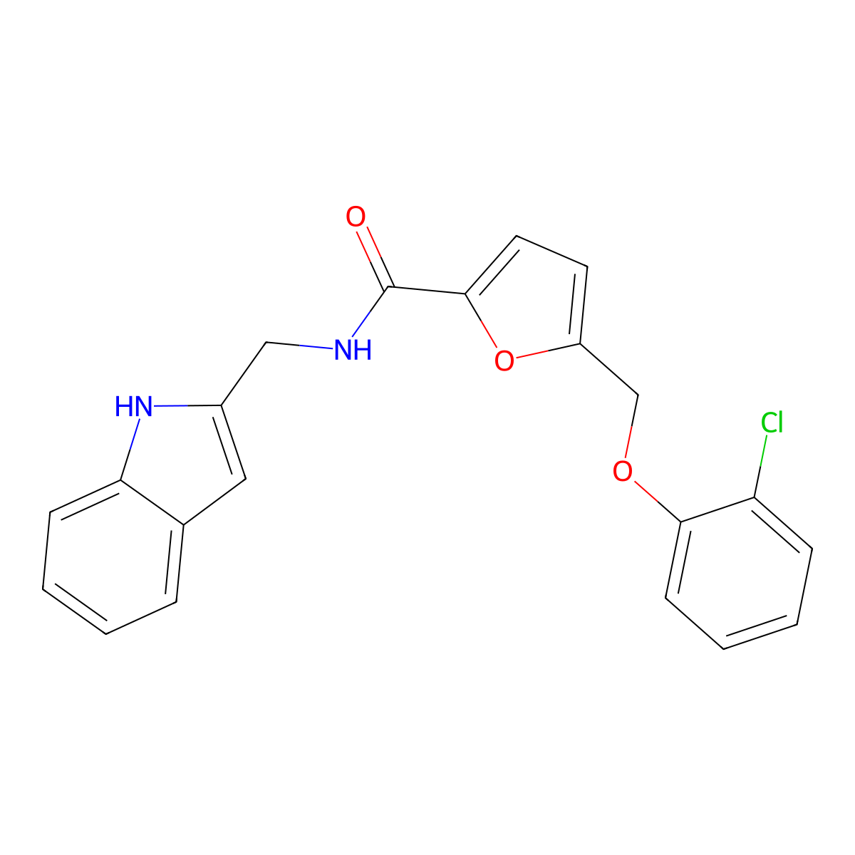 5-[(2-chlorophenoxy)methyl]-N-(1H-indol-2-ylmethyl)furan-2-carboxamide molecular structure, CAS 492448-56-3