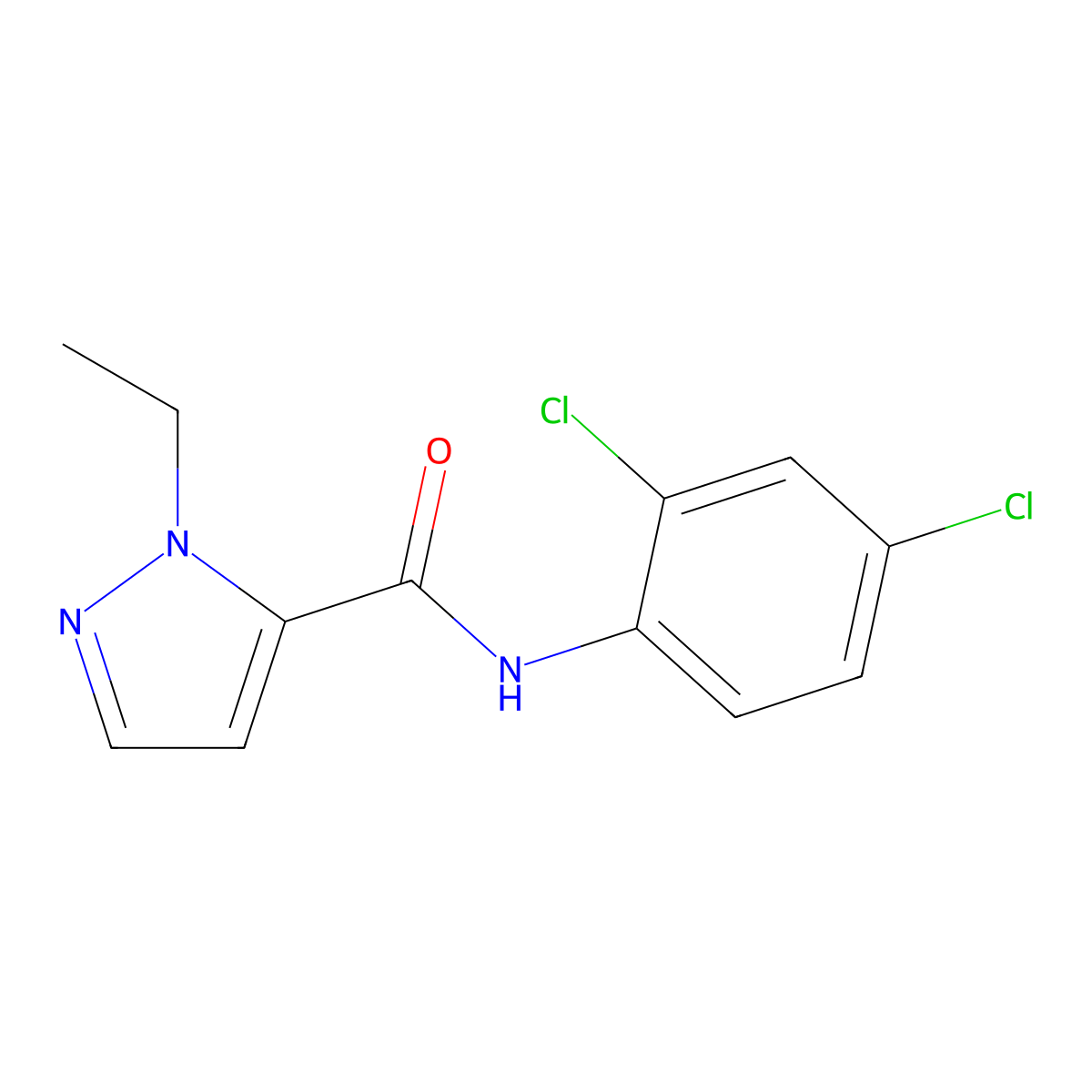 N-(2,4-dichlorophenyl)-1-ethyl-1H-pyrazole-5-carboxamide molecular structure, CAS 492456-46-9
